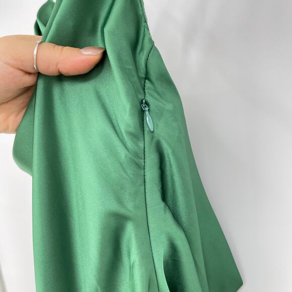 Lovers and Friends | Boa Mini Dress in Green Satin Cowl Neck Slip S w/ Tags - Picture 9 of 14